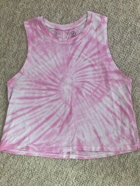 Pink Tie-Dye Cropped Tank Top